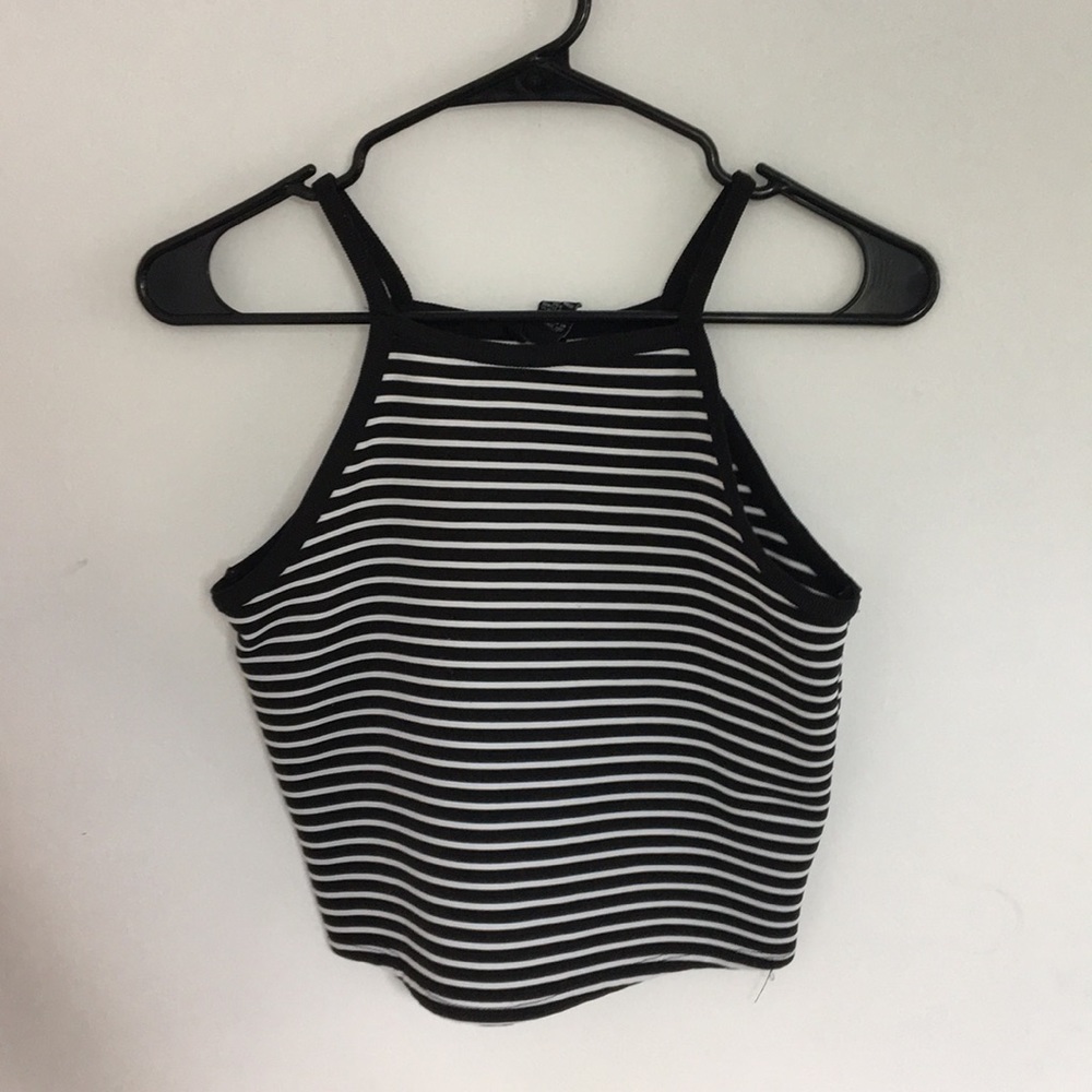 Small Black and White Striped Crop Top